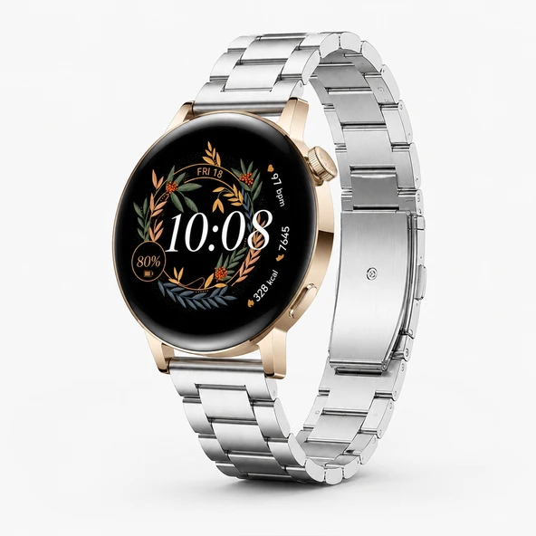 Huawei Watch GT3 42mm Ve GT2 42mm İle Uyumlu Katlanır Klipsli Paslanmaz Çelik Saat Kordonu  Gümüş ürün görseli 1