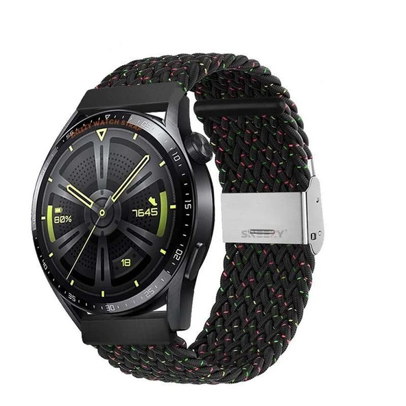 Xiaomi Watch S1 -S1 Active -Mi Watch -Watch Color 22mm Uyumlu Metal Klips Solo Fiberlink Örgü Kordon  Siyah Gökkuşağı ürün görseli 1