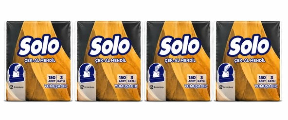 Solo Çek-Al Mendil (4 ADET )150'Lİ 3 Katlı Yumuşak Mendil ürün görseli 1