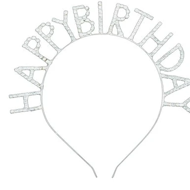 Taşlı Taç Happy Birthday - Gümüş ürün görseli 1