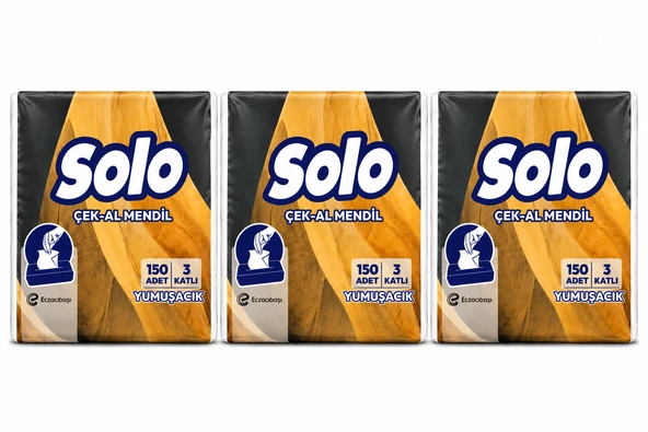 Solo Çek-Al Mendil (3 ADET )150'Lİ 3 Katlı Yumuşak Mendil ürün görseli 1