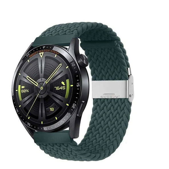 Huawei Watch GT3 46mm-GT3 Pro-GT3 Se 22mm Uyumlu Metal Klips Solo Fiberlink Örgü Kordon  Petrol ürün görseli 1