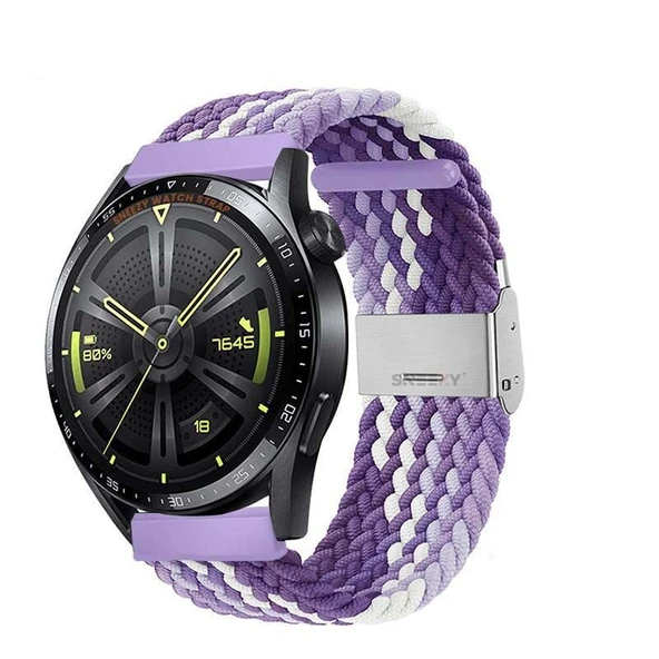Sneezy Honor Magic Watch 2 Watch Magic Watch Gs3 22mm Uyumlu Metal Klips Solo Fiberlink Örgü Kordon  Lila Beyaz ürün görseli 1