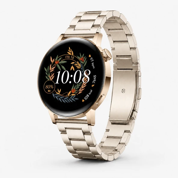 Huawei Watch GT3 42mm Ve GT2 42mm İle Uyumlu Katlanır Klipsli Paslanmaz Çelik Saat Kordonu  Starlight ürün görseli 1