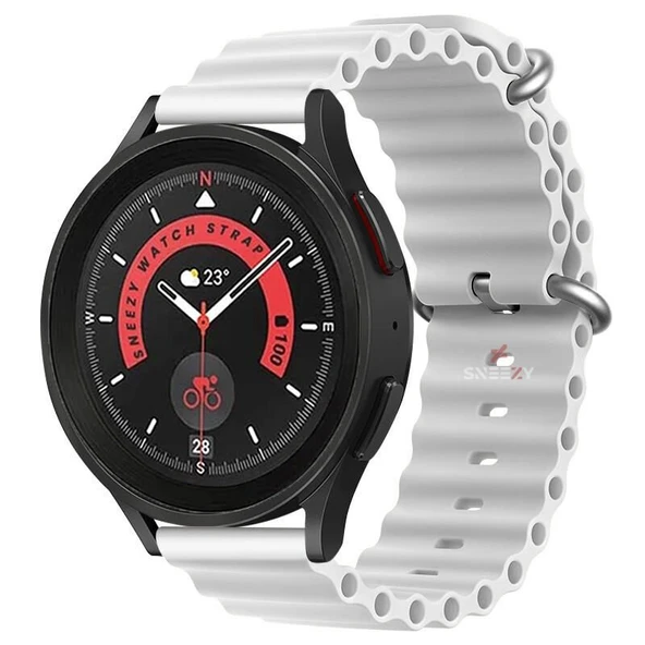Huawei Watch GT3 Elite-Active 46mm-GT3 Pro-GT3 Se 22mm Uyumlu Seaflex Ocean Silikon Kordon  Beyaz Beyaz ürün görseli 1