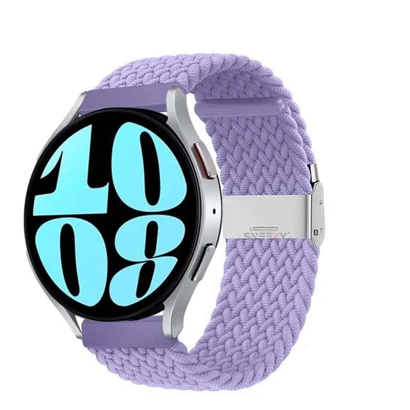 Sneezy Samsung Galaxy Watch Active Active 2 44mm-40mm 20mm Metal Klips Solo Fiberlink Örgü Kordon  Lila ürün görseli 1