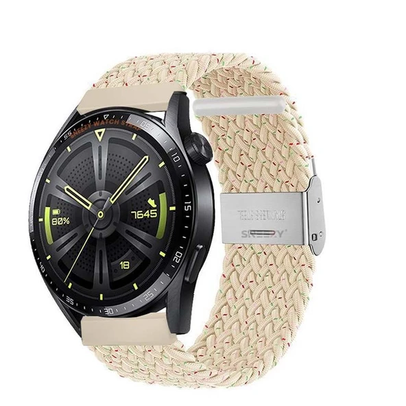 Sneezy Huawei Watch Ultimate - Watch Buds 22mm Uyumlu Metal Klips Solo Fiberlink Örgü Kordon  Strlight Gökkuşağı ürün görseli 1