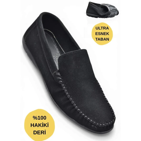 3290 Esnek Rahat Taban Siyah Hakiki Deri Erkek Ayakkabı Yazlık Casual Laofer Erkek Ayakkabı ürün görseli 1