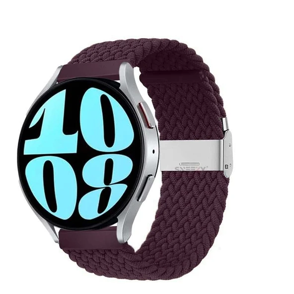 Sneezy Samsung Galaxy Watch Active Active 2 44mm-40mm 20mm Metal Klips Solo Fiberlink Örgü Kordon  Mürdüm ürün görseli 1