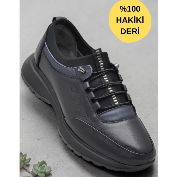 71654 Ortopedik Taban İçi Dışı Deri Erkek Ayakkabı Lastik Bağcıklı Casual Erkek Ayakkabı ürün görseli 1
