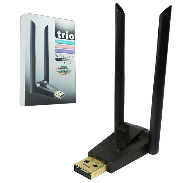TRIO W-136  Wi-Fi 300 Mbps Çift Antenli USB Ağ Adaptörü ürün görseli 1