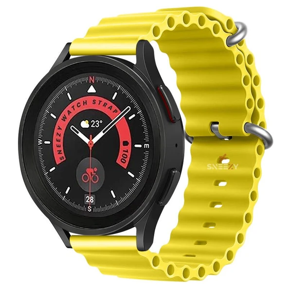 Huawei Watch GT Runner-Sport 46mm- GT2 E 22mm Uyumlu Seaflex Ocean Silikon Kordon  Sarı Sarı ürün görseli 1