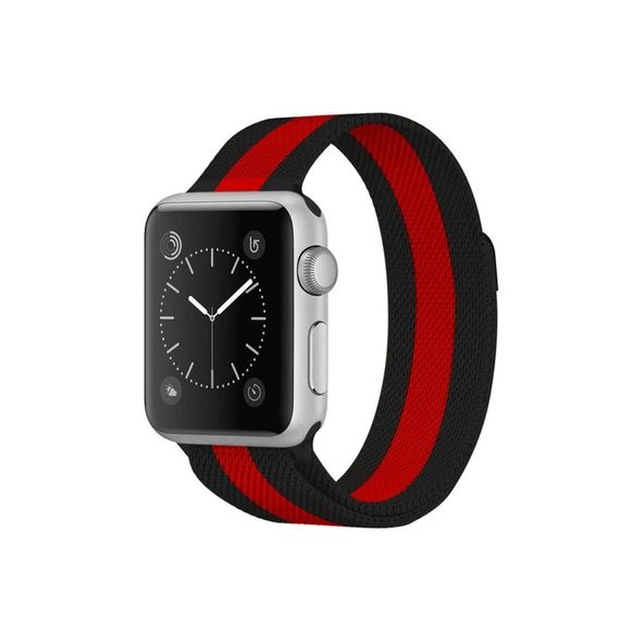 Apple Watch 38mm Metal Mıknatıslı Kordon - Siyah-kırmızı ürün görseli 1