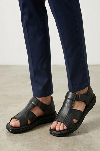 Pisagor Ps-5347 Erkek Hakiki Deri Comfort Sandalet Ayakkabı ürün görseli 1