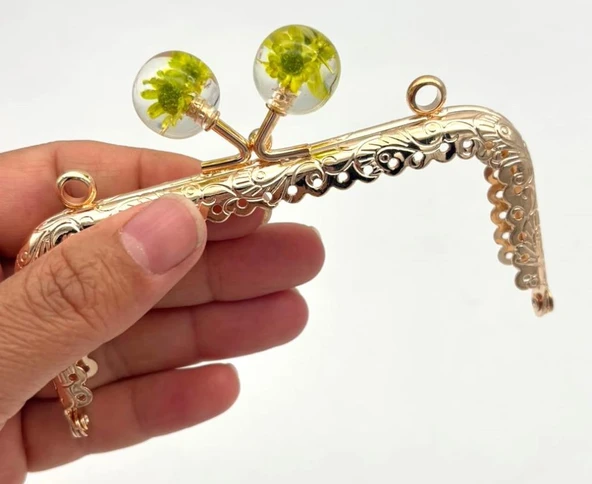 Angel Çanta Aksesuar 10.5 Cm Cüzdan Klipsi Neon Yeşili Çiçekli ürün görseli 1