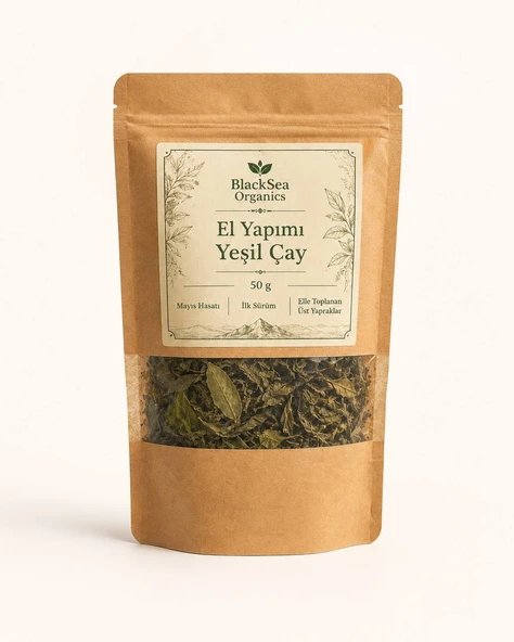 BlackSea Organics El Yapımı Yeşil Çay 50 gr  Katkısız Doğal Mayıs Hasatı Üst Yaprak ürün görseli 1