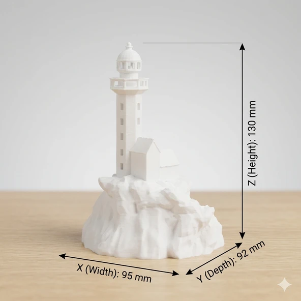 3D Yazıcı Tasarım Deniz Feneri iDekoratif Figür 13 CM BOYUNDA ürün görseli 1