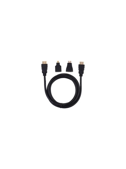 Alfais 4699 1.5m HDMI Kablo + Mini Micro Uç Çevirici Dönüştürücü Kablo ürün görseli 1