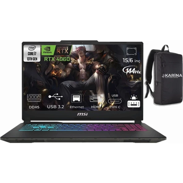 MSI Msı Cyborg 15 A13VF-892XTR Intel Core I7 13620H 16GB 1tb SSD RTX4060 Freedos 15.6" Fhd 144Hz Taşınabilir Bilgisayar & A13VF892XTRK07 ürün görseli 1