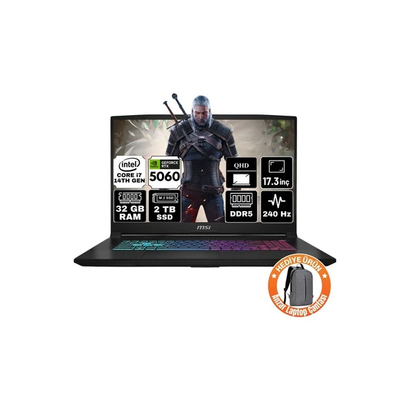 MSI Msı Katana 17 Hx ıntel Core I7 14650HX 32GB 2tb SSD RTX5060 8gb Freedos 17.3" Qhd 240Hz Taşınabilir Bilgisayar B14WFK-216XTR-A2 ürün görseli 1