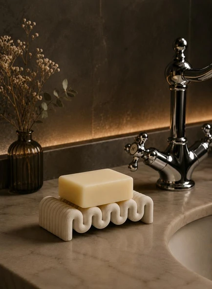 Dekoratif Plastik Sabunluk 10x5 cm | Modern Banyo Sabunluğu | Lavabo Üstü Su Tahliyeli Sabun Standı ürün görseli 1