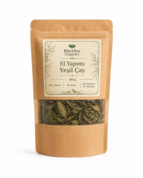 BlackSea Organics El Yapımı Yeşil Çay 100 gr  Katkısız Doğal Mayıs Hasatı Üst Yaprak ürün görseli 1