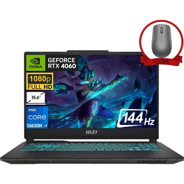 MSI Msı Cyborg 15 Intel Core I7 13620H 48GB 512GB SSD RTX4060 Freedos 15.6" Fhd 144Hz Taşınabilir Bilgisayar A13VF-892XTR & Anzar Mouse A13VF892XTRA22 ürün görseli 1