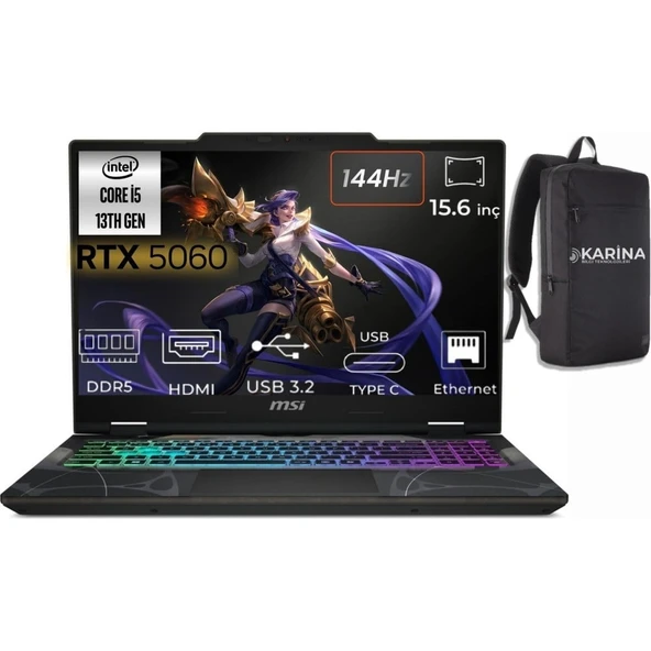 MSI Msı Cyborg 15 Intel Core I5 13420H B13WFKG-491XTR-24 24GB 512GB Rtx 5060 8gb W11PRO 15.6 Inç Full Hd 144Hz Ips-Level Gaming Laptop & B13WFKG491XTRK24 ürün görseli 1