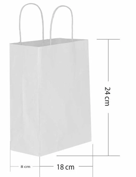 Beyaz Kraft Büküm Saplı Çanta 18X8X24 ürün görseli 1