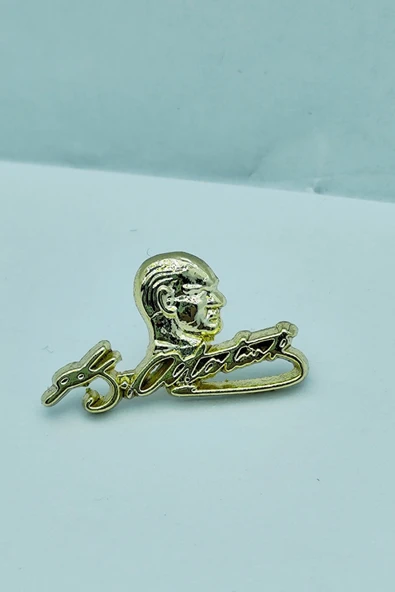 Altın Renk Atatürk İmzalı Profil Rozet – Şık Metal Yaka Pin Rozeti Hatıra Aksesuar ürün görseli 1