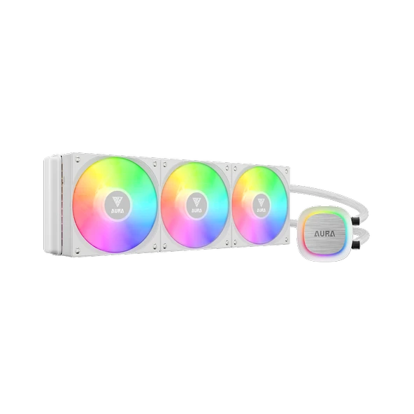 GAMDIAS AURA GL360 V2 WH, White Edition, 360mm,  RGB, 3 Fanlı, CPU Sıvı Soğutma ürün görseli 1