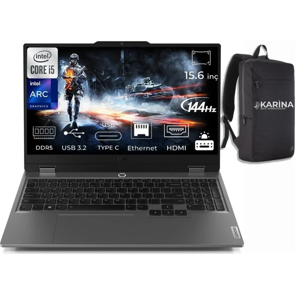Lenovo Loq 15IAX9I Intel Core I5 12450HX 64GB 4tb+4tb SSD Arc A530M Freedos 15.6" Fhd Taşınabilir Bilgisayar 83FQ000UTR-53 ürün görseli 1