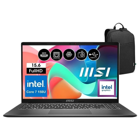 MSI Msı Modern 15 F1MG-632XTR Intel Core 7 150U 16GB 1tb SSD Windows 11 Pro 15.6" Fhd Taşınabilir Bilgisayar Snertech Çanta ürün görseli 1