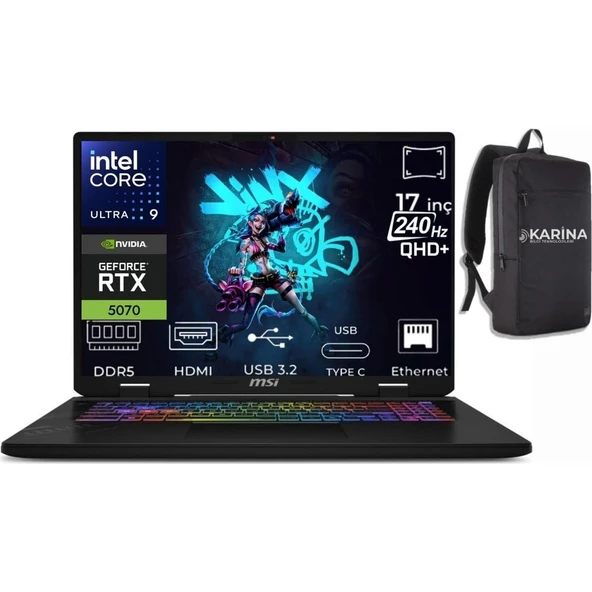 MSI Msı Crosshair 17 Hx Aı Ultra 9 275HX D2XWGKG-017TR-03 32GB 2tb RTX5070 8gb W11HOME 17" Wqxga Gaming Laptop & D2XWGKG017TRK03 ürün görseli 1