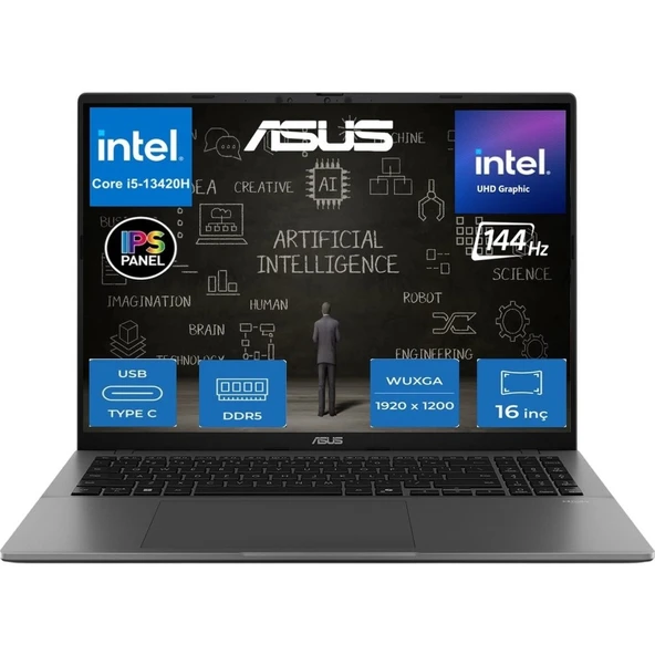 Asus Vivobook S16 S3607VA Intel Core I5 13420H 16GB Ram 1tb SSD Freedos 16" 144Hz Wuxga Yapay Zeka Destekli Taşınabilir Bilgisayar RP045 ürün görseli 1
