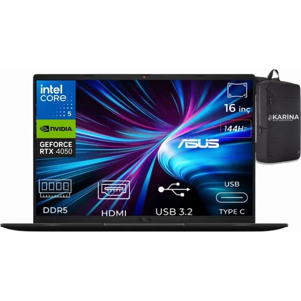 Asus Vivobook 16 Core 5 210H V3607VU-RP276-K14 16GB 2tb RTX4050 6gb Freedos 16" Wuxga Notebook ürün görseli 1