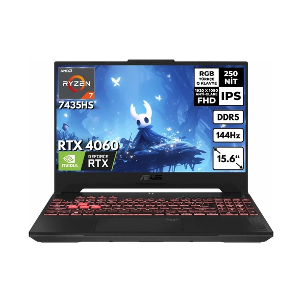 Asus Tuf Gaming A15 Ryzen-7 7435HS 48-GB DDR5 512 GB SSD RTX4060 (8GB-115W) 15.6" Fhd Windows 11 Pro Taşınabilir bilgisayar Oyuncu Notebook FA507NVR-LP147HMF40 ürün görseli 1