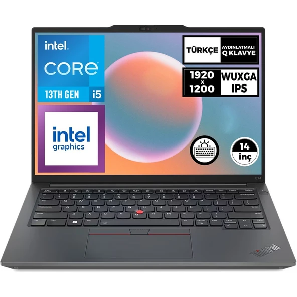 Lenovo Thinkpad E14 Gen 5 Intel Core I5-1335U 16GB 512GB SSD 14" Wuxga Windows 11 Pro Taşınabilir Bilgisayar 21JK0005TX 013 ürün görseli 1