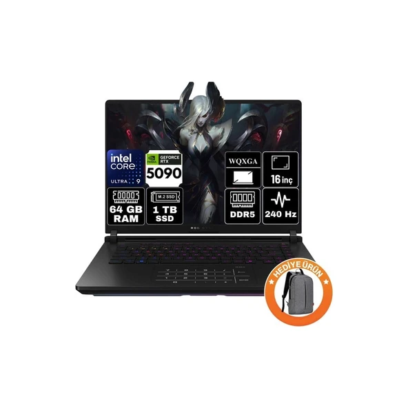 Asus Rog Strix Scar 16 Intel Core Ultra 9 275HX 64GB 1tb SSD RTX5090 24GB Windows 11 Pro 16" 2.5k 240Hz Wqxga Taşınabilir Bilgisayar G635LX-RW144-A17 ürün görseli 1