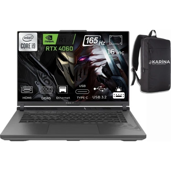 Asus Rog Strix G16 G614JVR-N3096-16 Intel Core I9 14900HX 48GB 4tb SSD RTX4060 Freedos 16" Fhd Taşınabilir ürün görseli 1