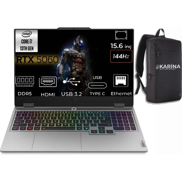 Lenovo Loq 15IRX10 I7-13650HX 83JE00ETTR-K61 32GB 2tb RTX5060 W11PRO 15.6" Full Hd Gaming Laptop ürün görseli 1