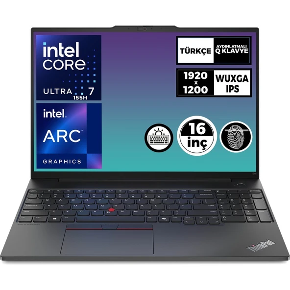 Lenovo Thinkpad E16 Gen 2 Ultra 7 155H 16GB 1tb SSD Windows 11 Pro 16" Wuxga Dizüstü Bilgisayar 21MA002UTX 016 ürün görseli 1