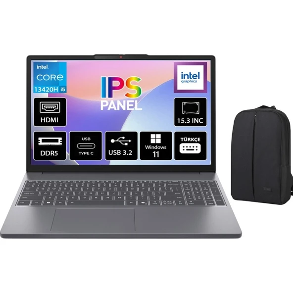 Lenovo Ideapad Slim 3 Intel Core I5 13420H 24GB 2tb SSD Windows 11 Pro 15.3" Wuxga IPS Taşınabilir Bilgisayar 83K1004ETR + Cimete Çanta ürün görseli 1
