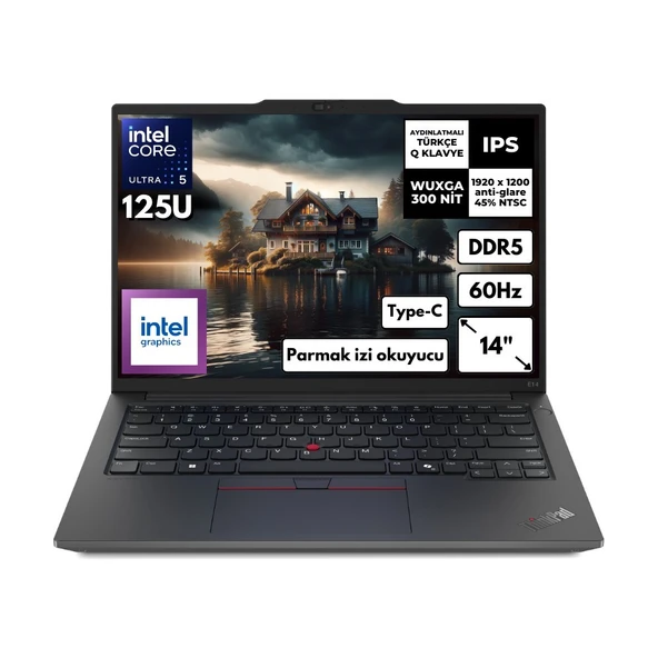 Lenovo Thinkpad E14 G6 Ultra 5-125U 32-GB DDR5 512 GB SSD Intel Graphics 14" Wuxga Freedos Notebook 21M7002PTXHMF18 ürün görseli 1