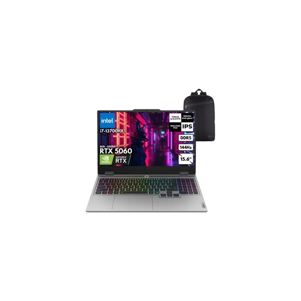 Lenovo Loq 15IRX10 I7-13700HX 48 -Gbddr5 4 Tbssd RTX5060 (8gb - Gddr7) 15.6" Fhd Windows 11 Pro + Hmf Sırt Çantası 83JE00LFTRHMF29 ürün görseli 1