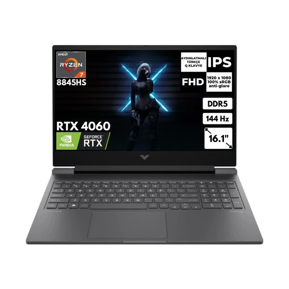 HP Victus 16-S1010NT Ryzen 7 8840H 40-Gbddr5 256 GB SSD 8gb RTX4060 16.1" 144Hz Fhd Windows 11 Pro Taşınabilir Bilgisayar 9Z790EAAT76 ürün görseli 1
