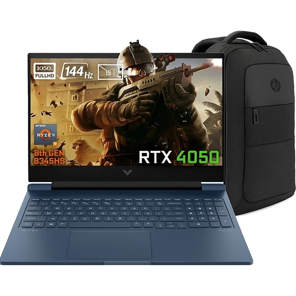 HP Victus 16-S1023NT Amd Ryzen 7-8845HS 9Z795EA FR103 16-Gbddr5 2 Tbssd RTX4050 6gb 16.1 Inç 144Hz Full Hd Yok (Free Dos) Gaming Laptop + Çanta ürün görseli 1