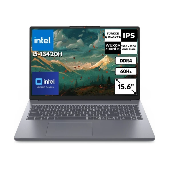 Lenovo Ideapad Slim 3 16IRH10 I5-13420H 8 GB 4 Tbssd UHD Graphics 16" Wuxga Freedos Taşınabilir Bilgisayar 83K2001FTRAT5 ürün görseli 1
