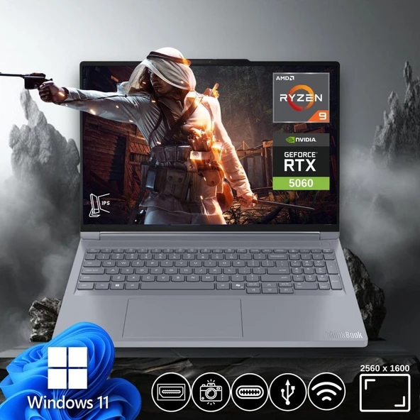 Lenovo Thinkbook G6 Ryzen9 8940HX 16GB 512GB Nvme SSD 8gb RTX5060 21U00013TX Atl9 16" WIN11PRO Notebook ürün görseli 1