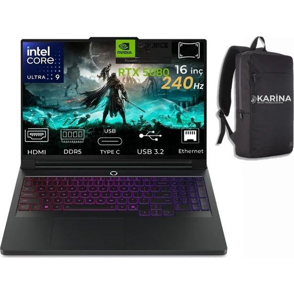 Lenovo Legion Pro 7 Intel Core Ultra 9 275HX 83F5004STR-05 32GB 2tb RTX5080 16GB Freedos 16" 240Hz Wqxga Taşınabilir Bilgisayar ürün görseli 1